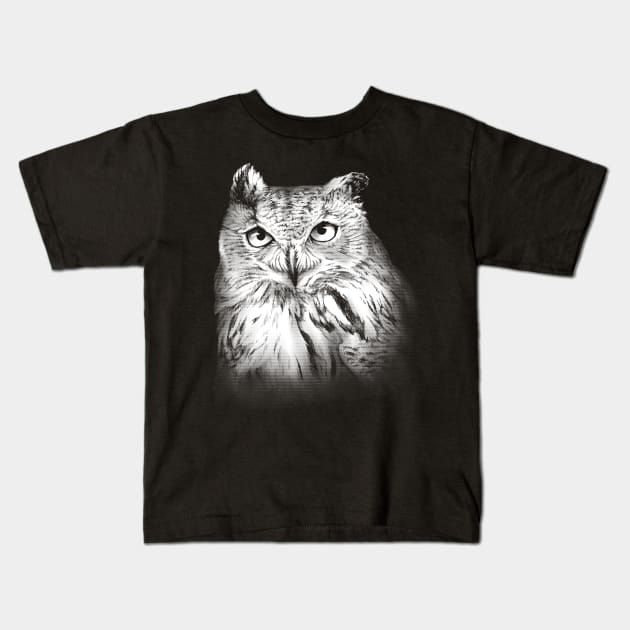 Eagle Owl Animal Portrait Kids T-Shirt by MMMSDesigns